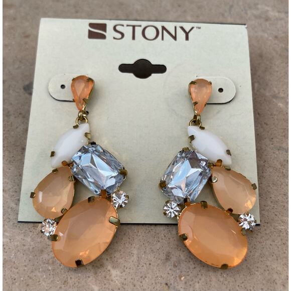 Earrings Peach and White - Picture 3 of 6